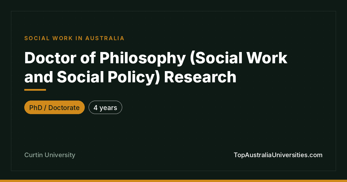 PhD in Social Work and Social Policy – Curtin University