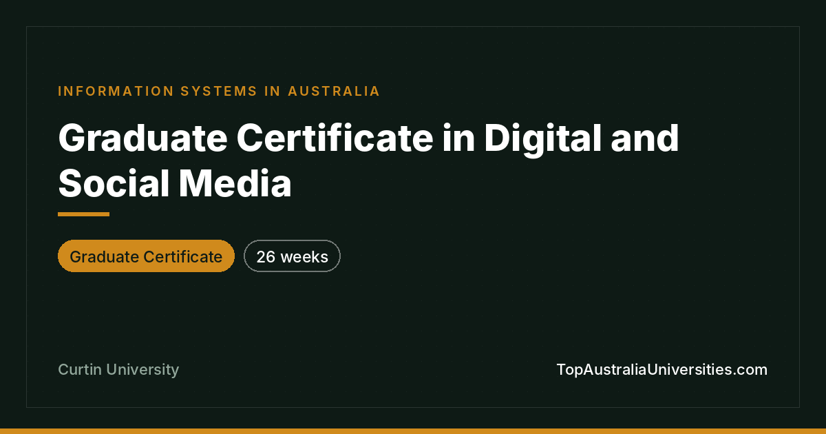 Graduate Certificate in Digital and Social Media – Curtin