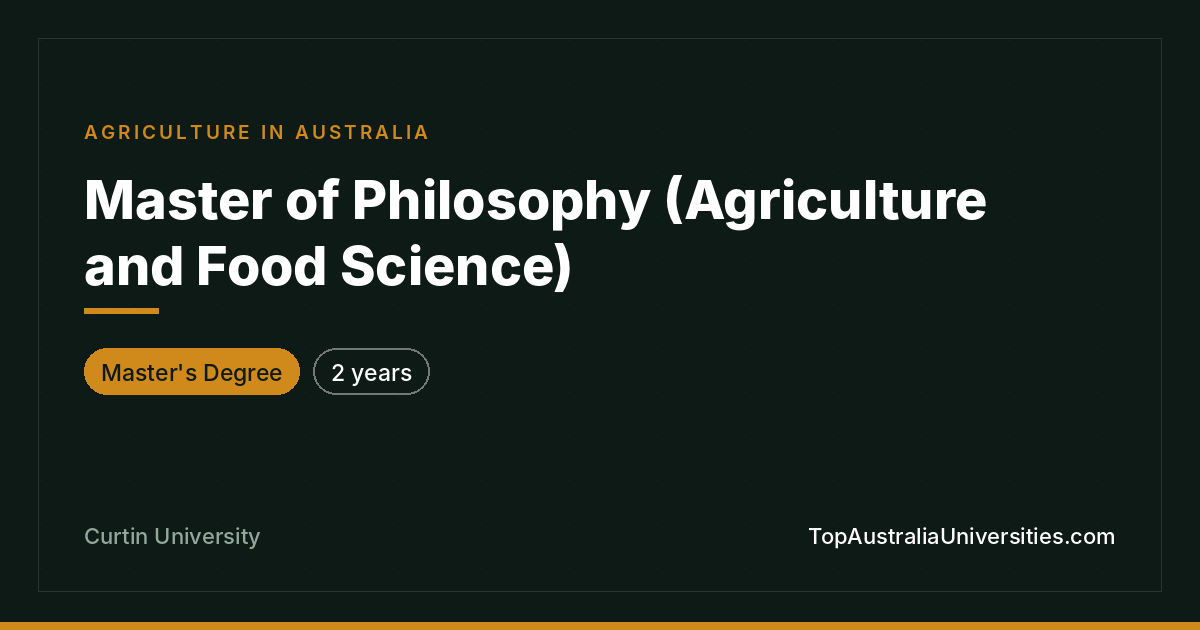 Master of Philosophy (Agriculture & Food Science) | Curtin