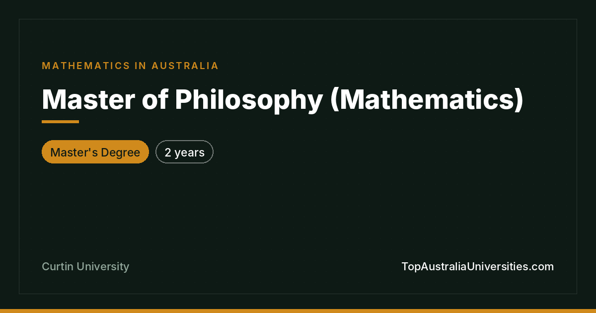 Master of Philosophy (Mathematics) at Curtin University