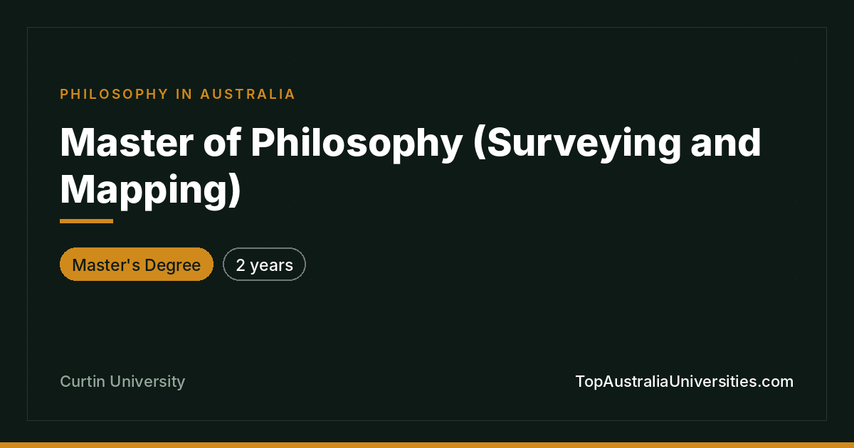 Master of Philosophy (Surveying and Mapping) at Curtin