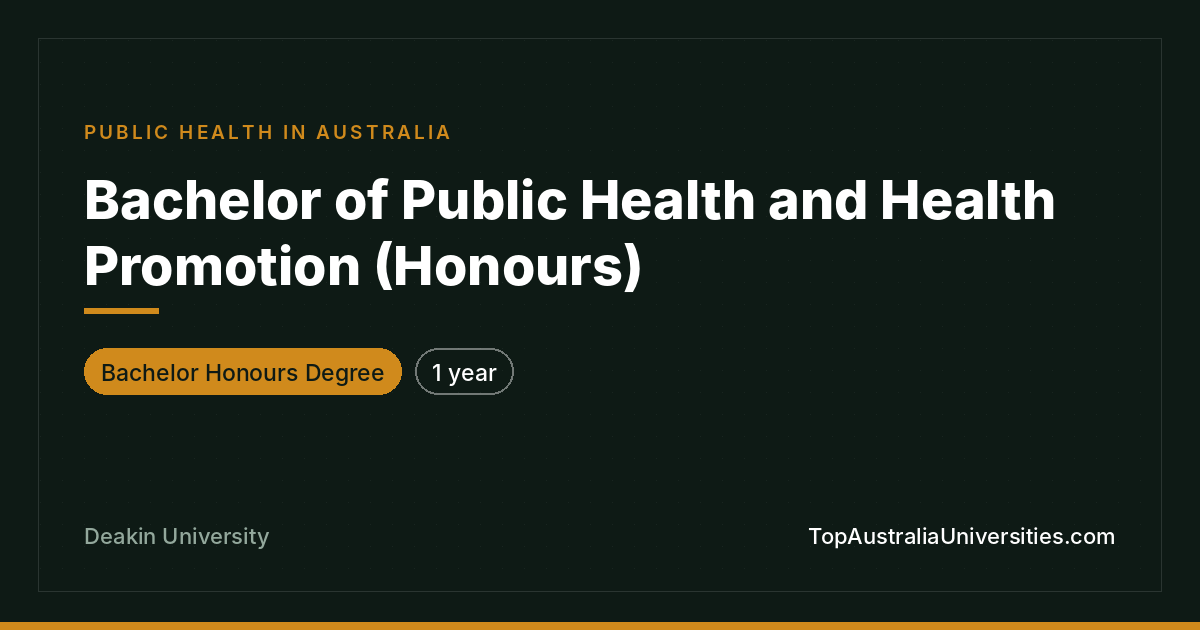Bachelor of Public Health and Health Promotion (Honours)