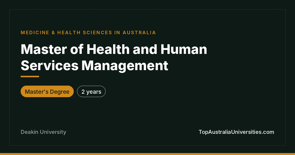 Master of Health & Human Services Management | Deakin