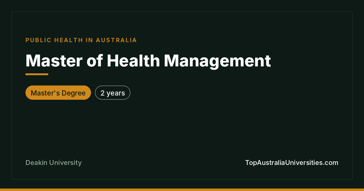 Master of Health Management at Deakin University