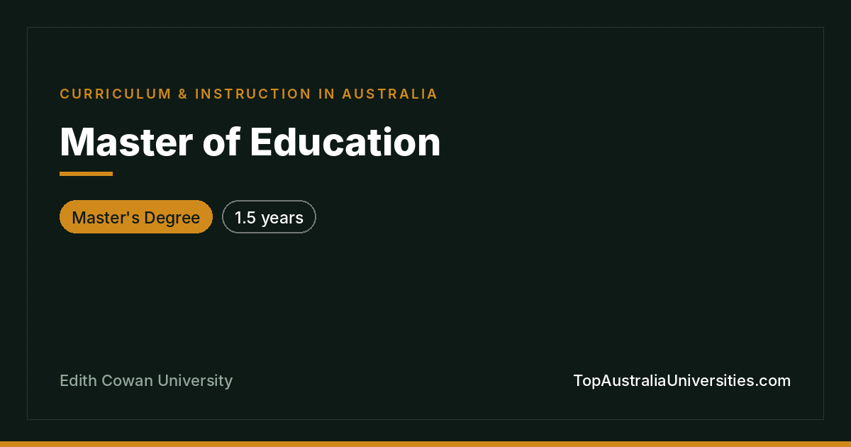Master of Education at Edith Cowan University, Perth