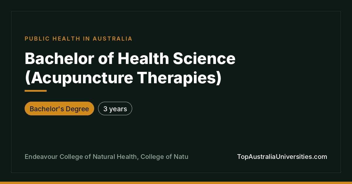 Bachelor of Health Science (Acupuncture Therapies) – Endeavo