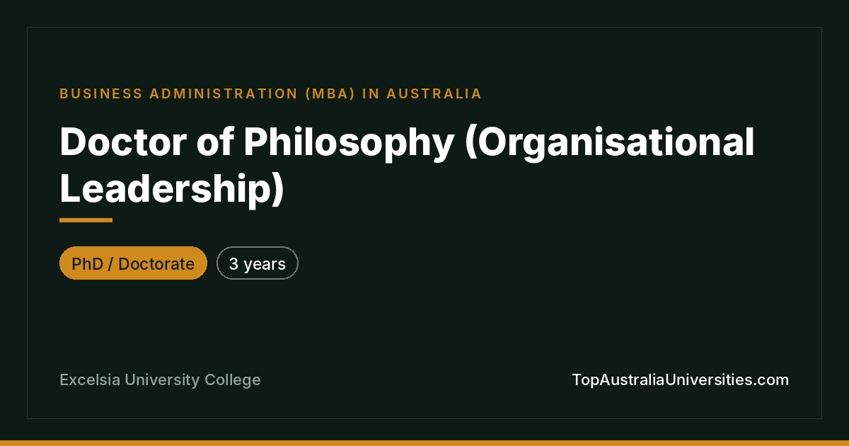 PhD Organisational Leadership | Excelsia