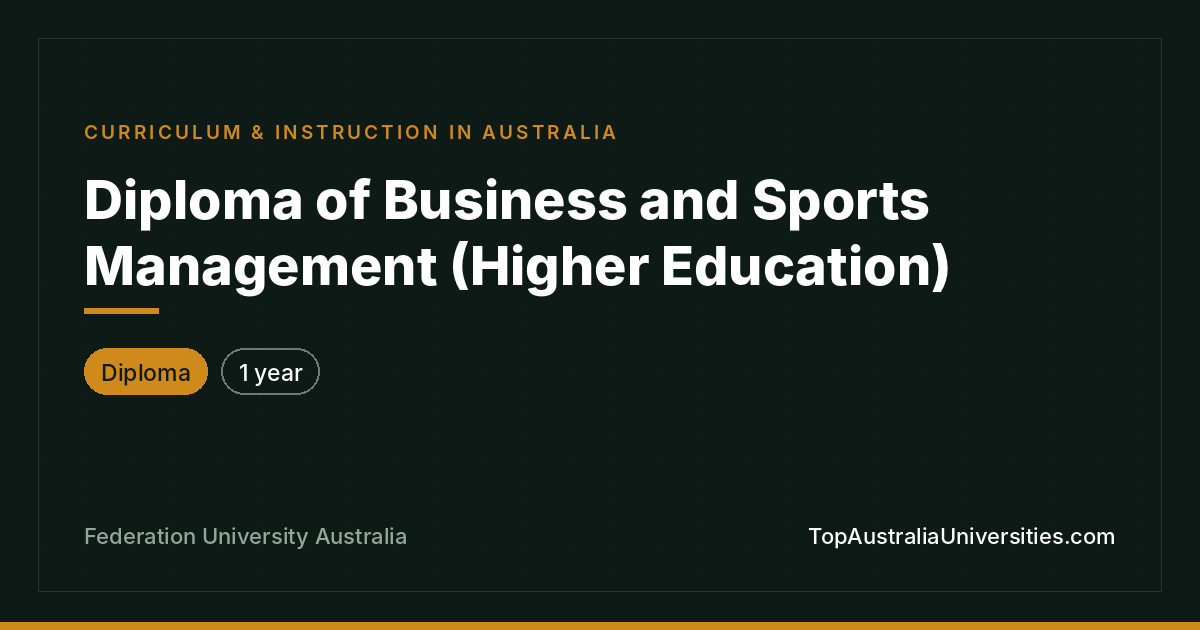 Diploma of Business & Sports Management | Federation Univers