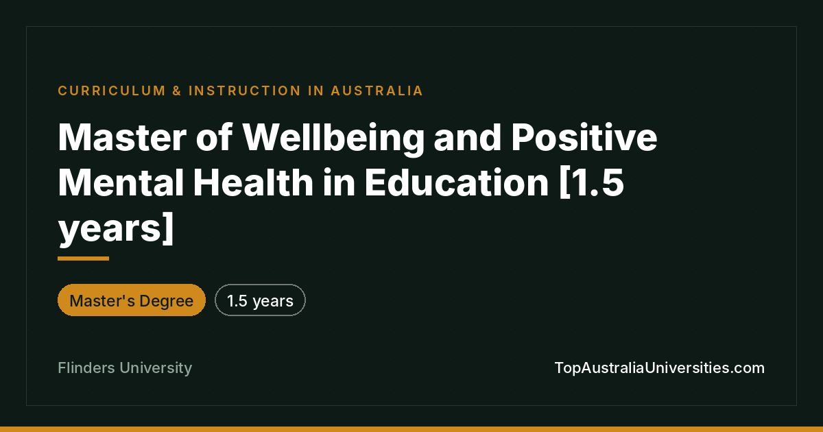 Master of Wellbeing & Positive Mental Health | Flinders Univ