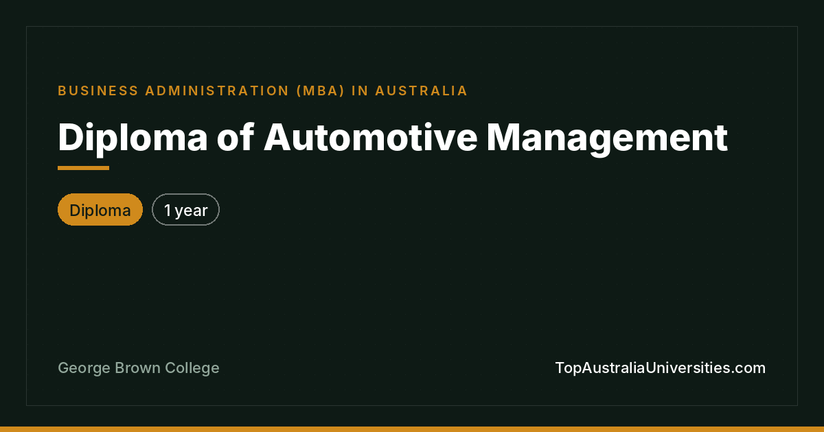 Diploma of Automotive Management in Australia
