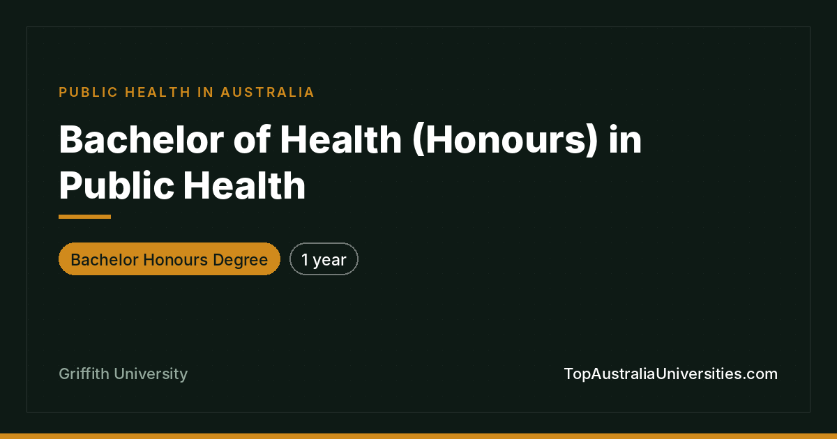 Bachelor of Health (Honours) in Public Health | Griffith