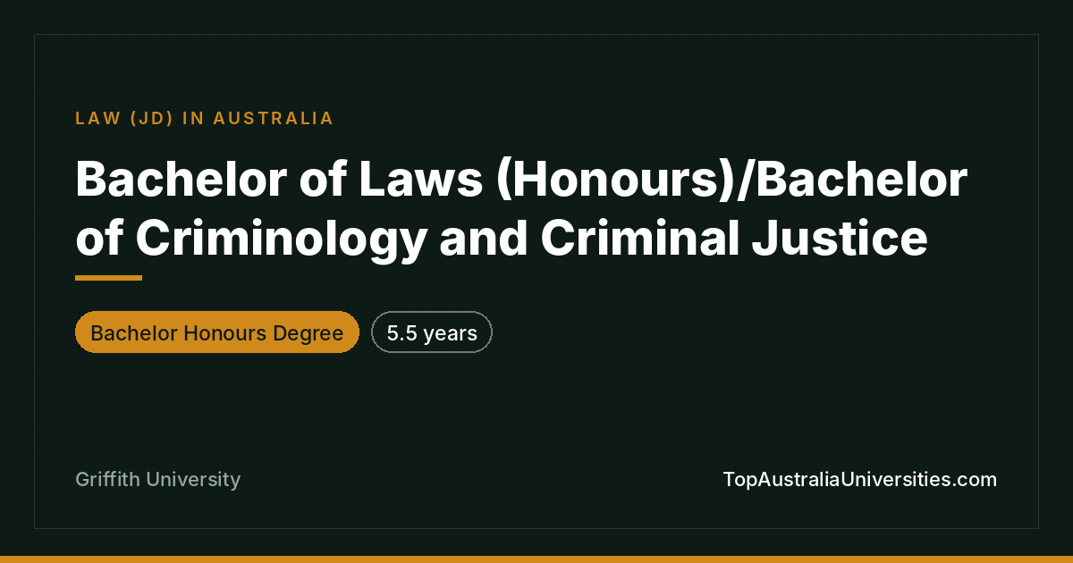 Bachelor of Laws/Criminology – Griffith University, Brisbane