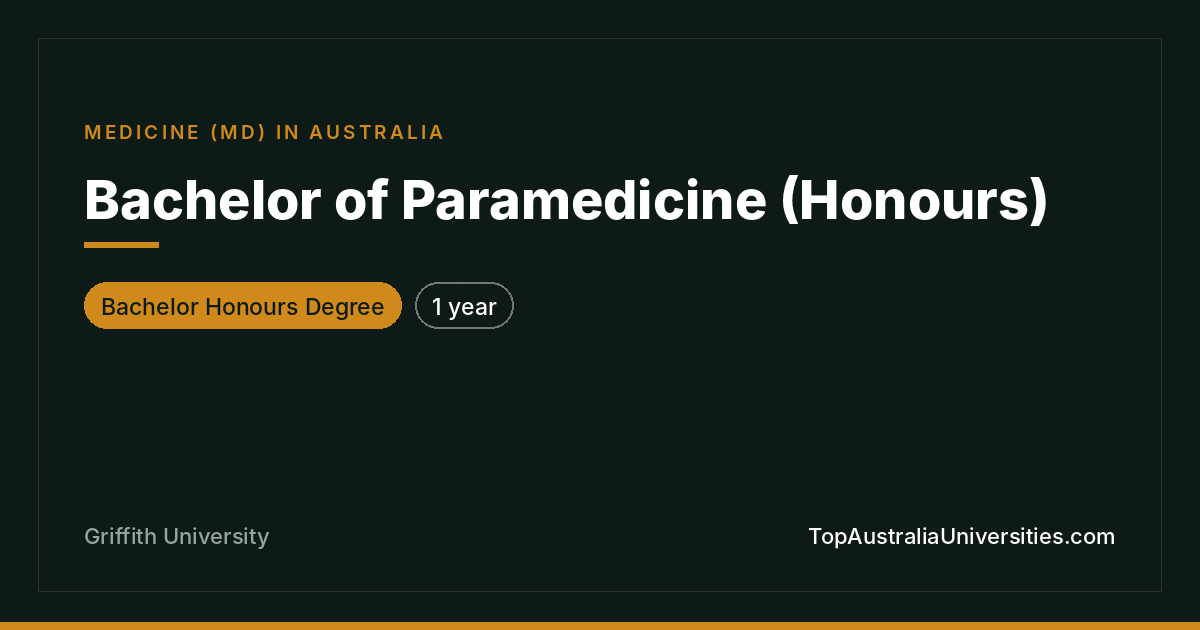 Bachelor of Paramedicine (Honours) at Griffith University