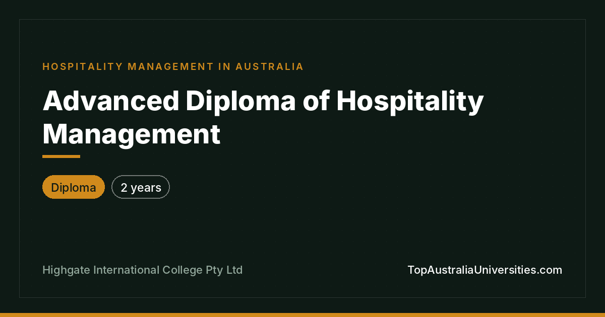 Advanced Diploma of Hospitality Management