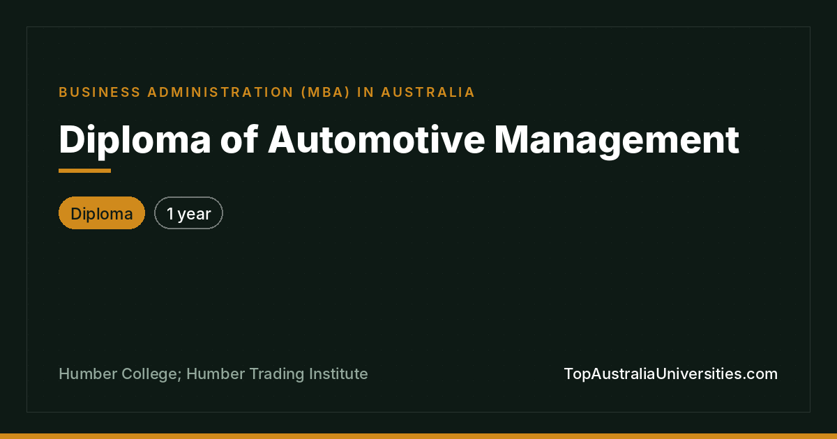 Diploma of Automotive Management in Australia