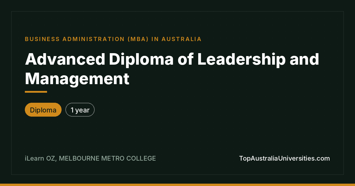 Advanced Diploma of Leadership and Management