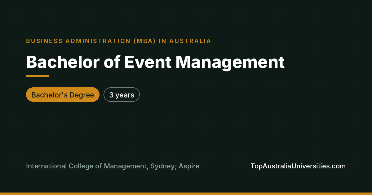 Bachelor of Event Management in Sydney