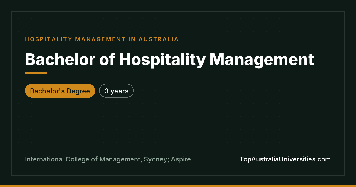 Bachelor of Hospitality Management in Sydney
