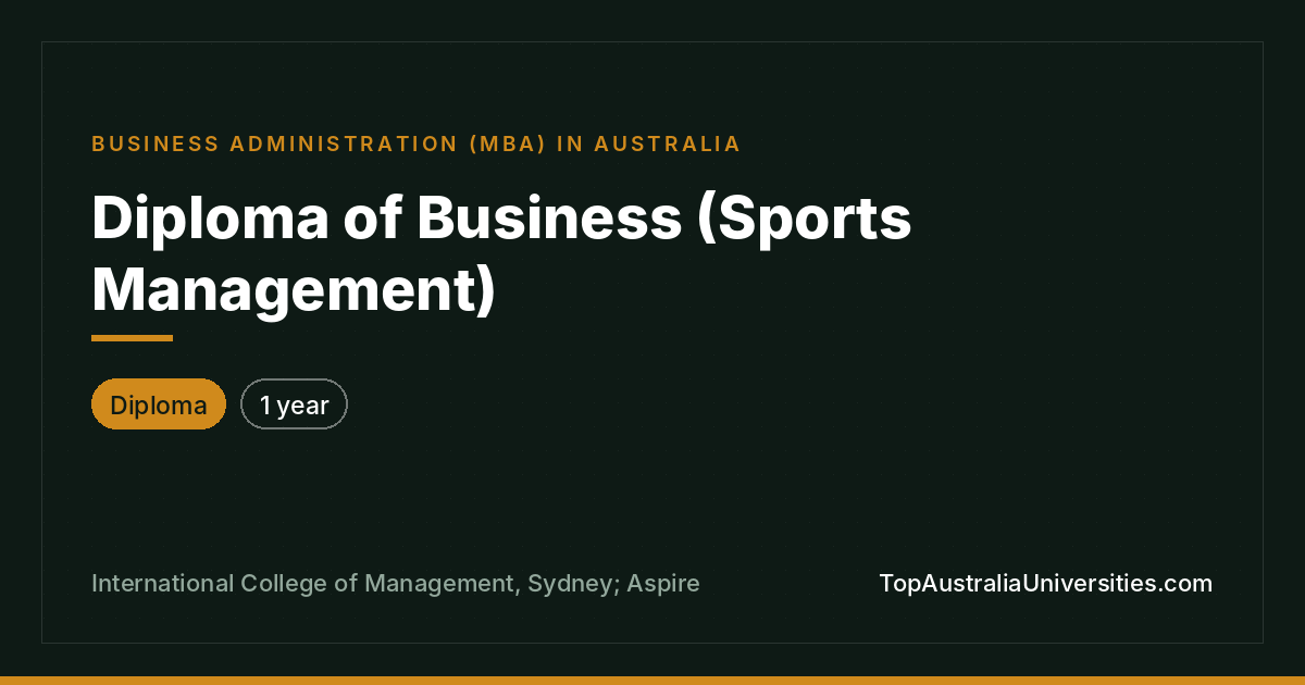 Diploma of Business (Sports Management) in Sydney