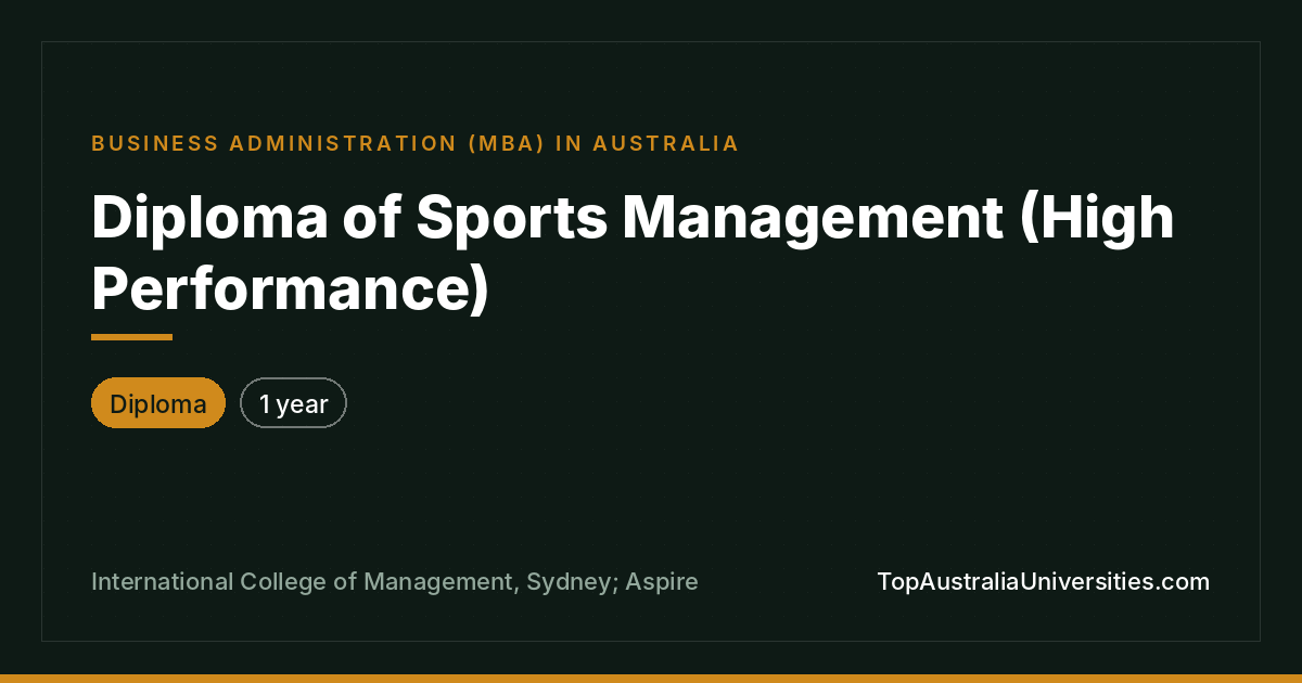 Diploma of Sports Management (High Performance)
