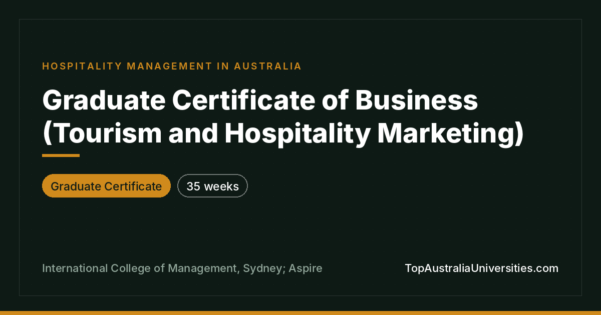 Graduate Certificate of Business (Tourism and Hospitality Ma
