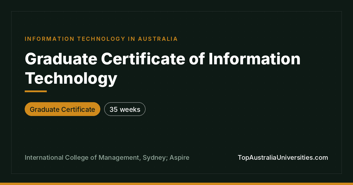 Graduate Certificate of Information Technology