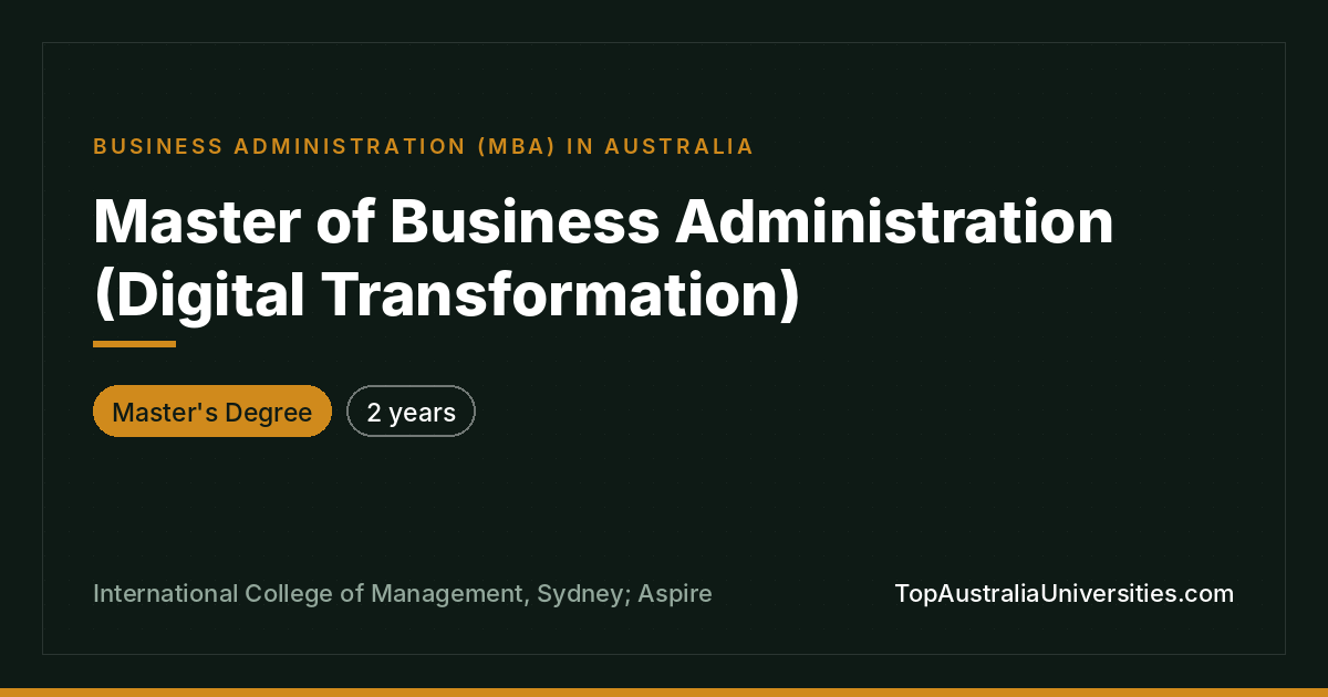 MBA Digital Transformation in Sydney