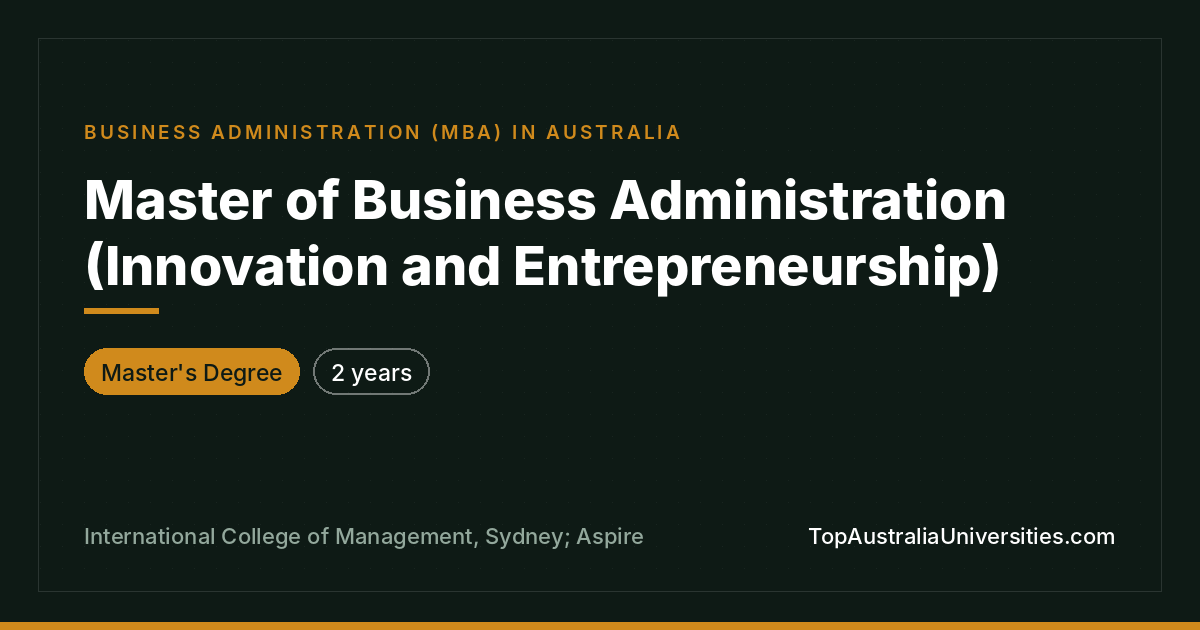MBA Innovation & Entrepreneurship in Sydney