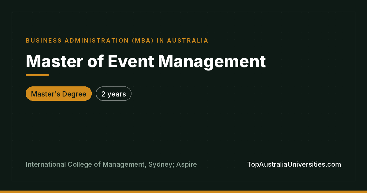 Master of Event Management at ICMS Sydney