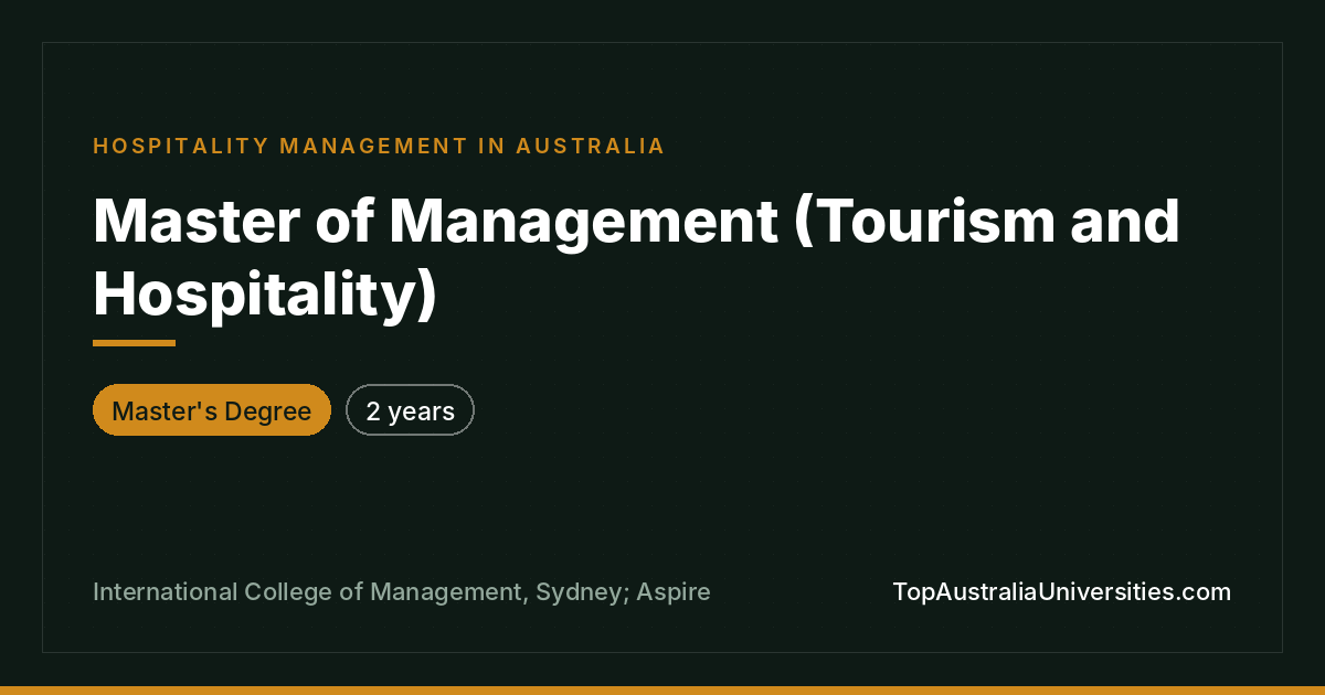 Master of Management (Tourism and Hospitality)