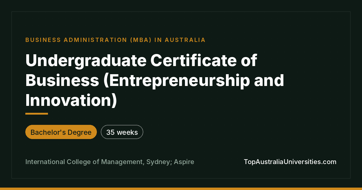 Undergraduate Certificate of Business (Entrepreneurship and 