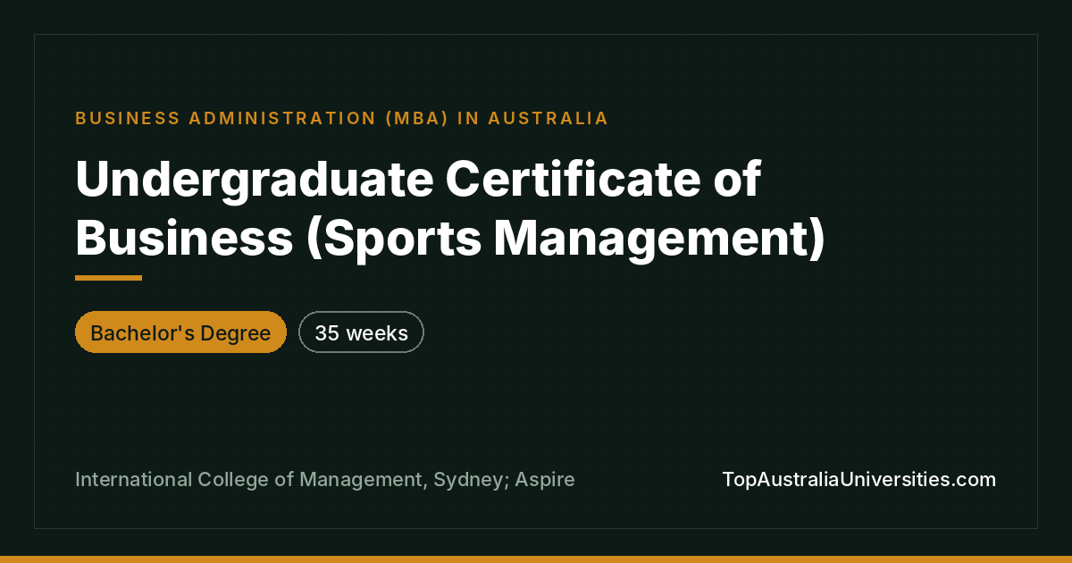 Undergraduate Certificate of Business (Sports Management)
