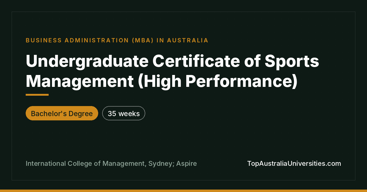 Undergraduate Certificate of Sports Management (High Performance)