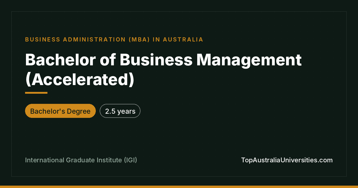 Bachelor of Business Management (Accelerated) at IGI