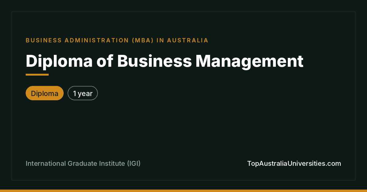 Diploma of Business Management at IGI