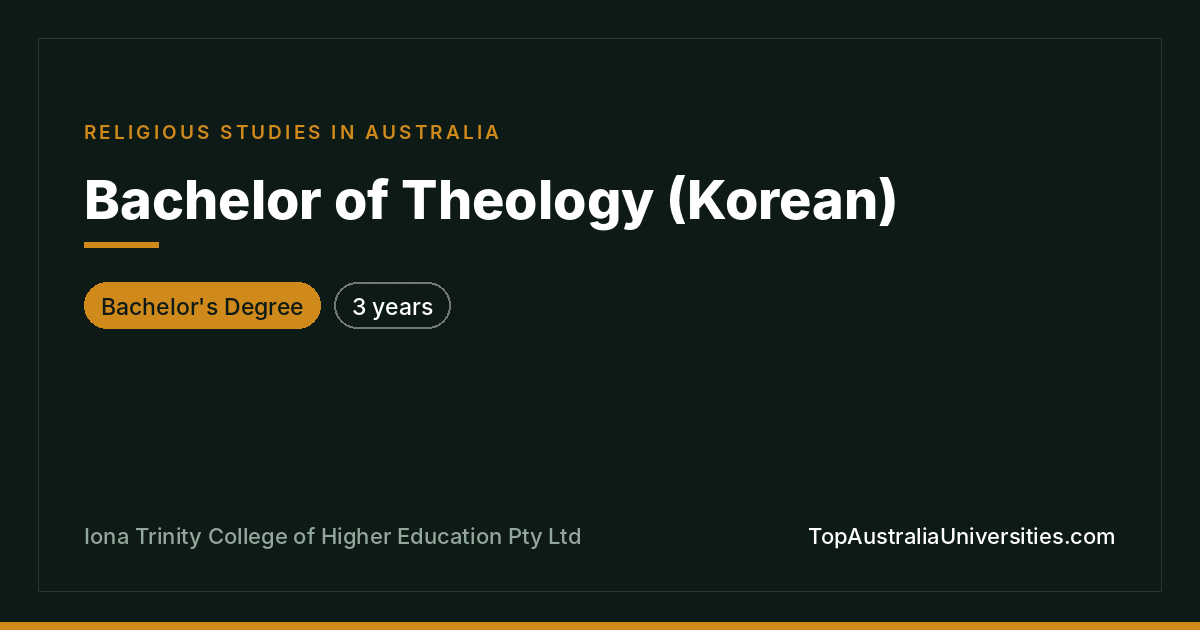 Bachelor of Theology (Korean) at Iona Trinity