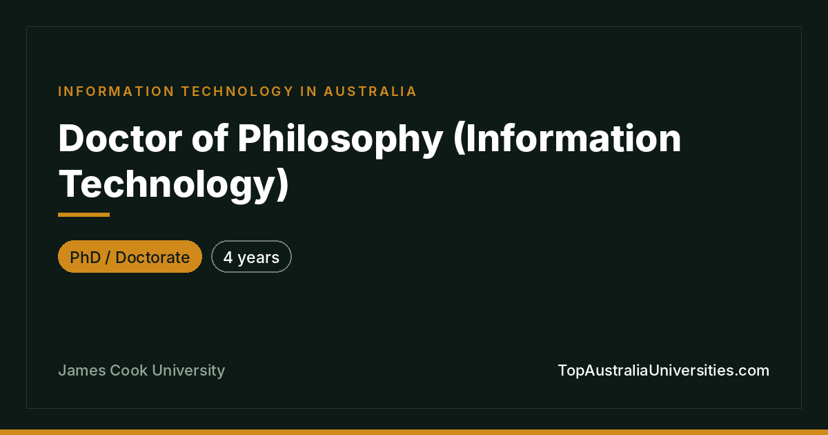 PhD in Information Technology – James Cook University