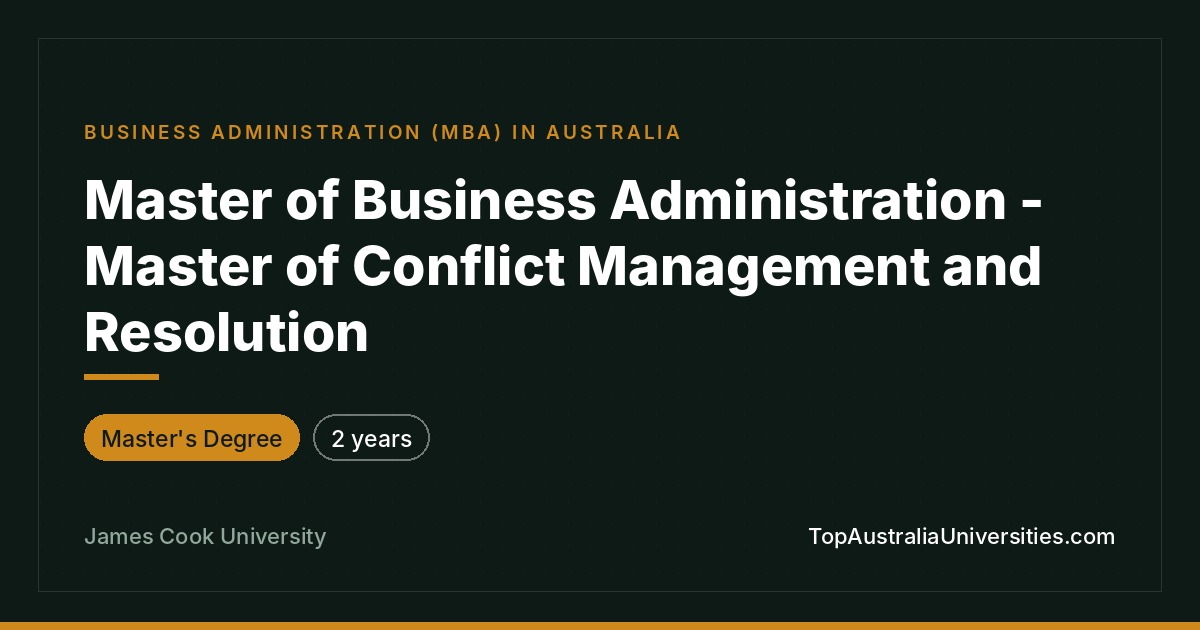 JCU MBA - Master of Conflict Management and Resolution