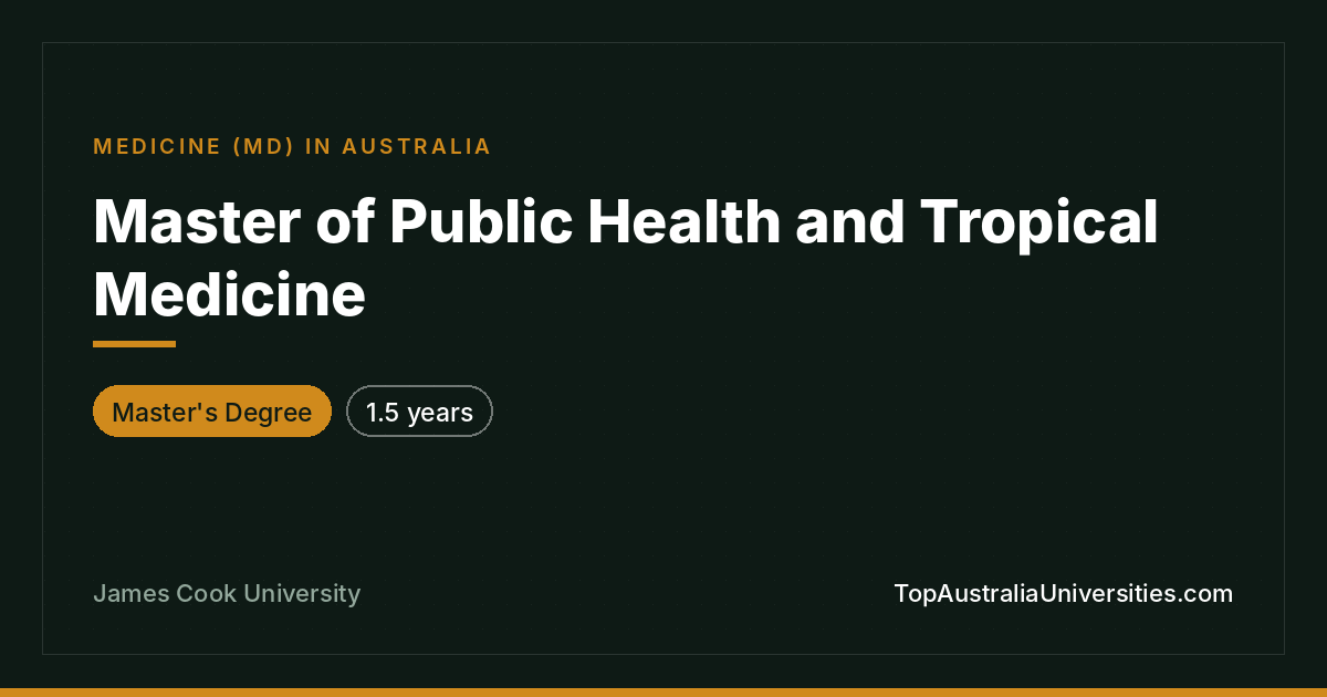 Master of Public Health & Tropical Medicine | JCU
