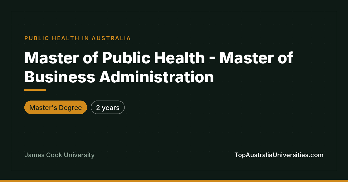 Master of Public Health - MBA | James Cook University