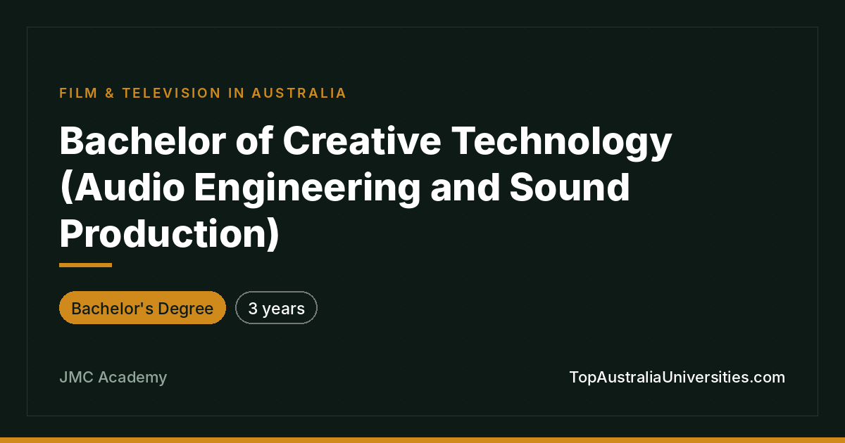 Bachelor of Creative Technology (Audio Engineering) at JMC