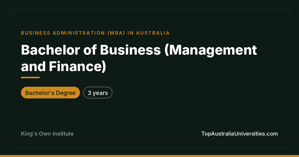 Bachelor of Business (Management and Finance)