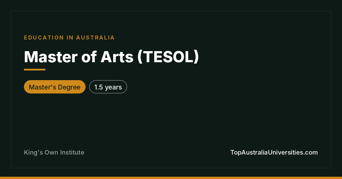 Master of Arts (TESOL) at King's Own Institute