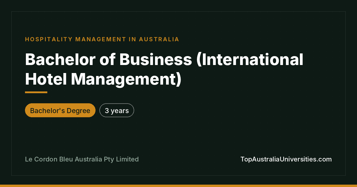 Bachelor of Business (International Hotel Management)