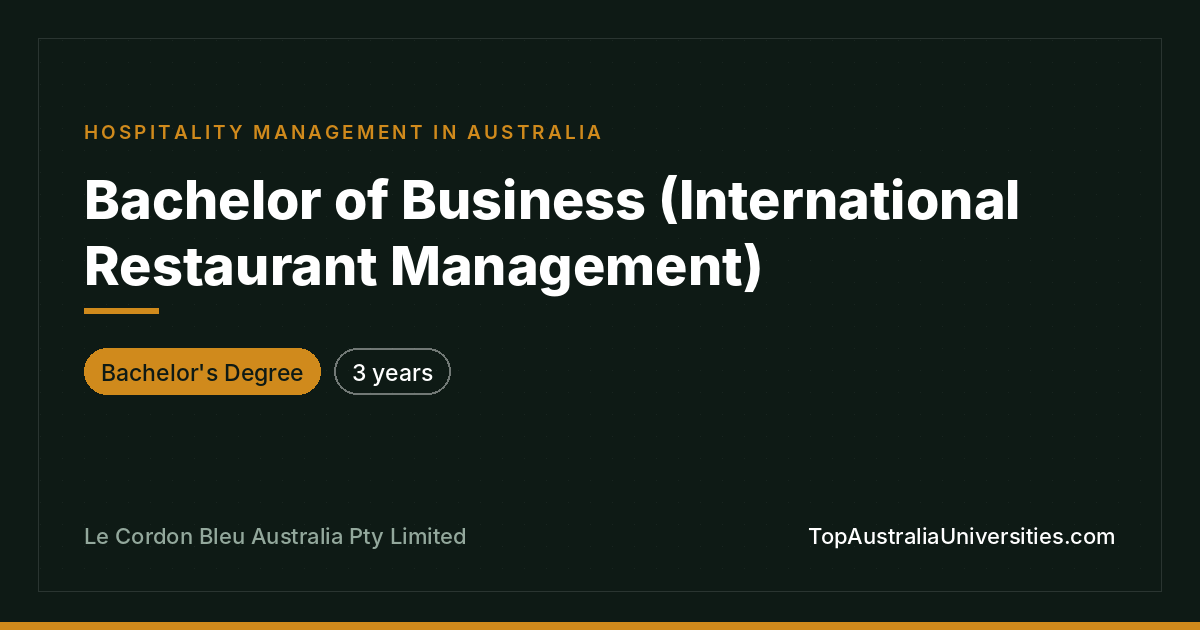 Bachelor of Business (International Restaurant Management)