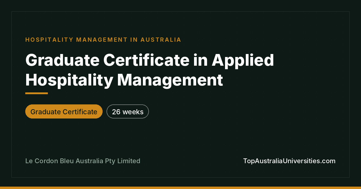 Graduate Certificate in Applied Hospitality Management