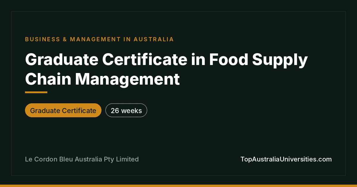 Graduate Certificate in Food Supply Chain Management