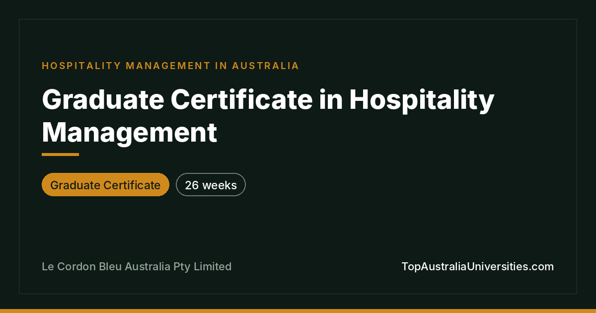 Graduate Certificate in Hospitality Management