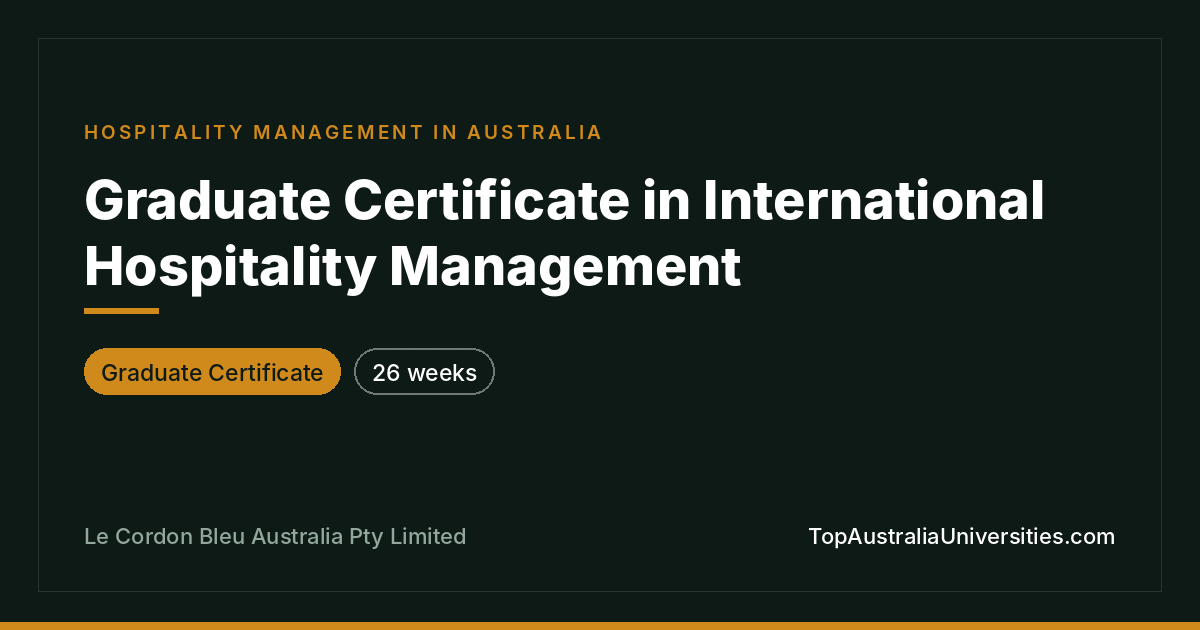 Graduate Certificate in International Hospitality Management