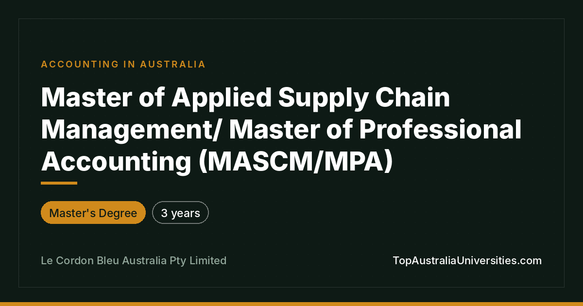Master of Applied Supply Chain Management/Master of Professi